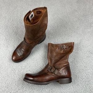 Frye Women's Size 8 Veronica Short Boots Leather Chunky Heel Factory Distressed